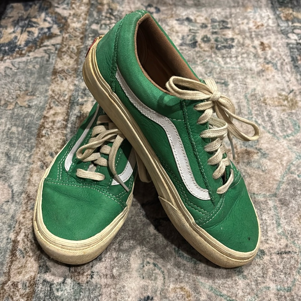Green Leather Vans